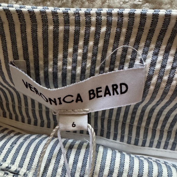 NEW Veronica Beard Haina Stretch Seersucker Short in Blue / White - Picture 4 of 5